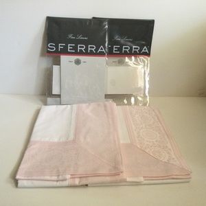 Unused Sferra Lindsay Pink Standard Shams Egyptian Cotton Percale Jacquard Ital…